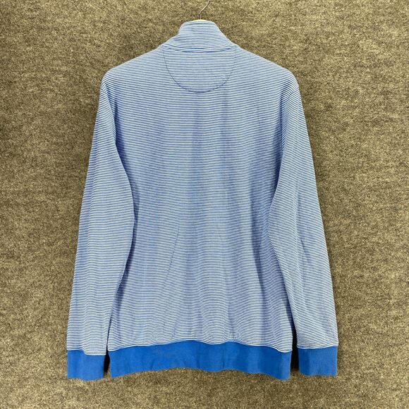 Chaps Sweater Pullover Men M Medium Blue Striped High Neck Knit Long Sleeve - Picture 2 of 10